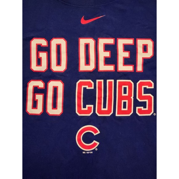 Nike MLB Chicago Cubs Men's 2XL Blue T-Shirt‎ GO DEEP GO CUBS - Picture 2 of 5
